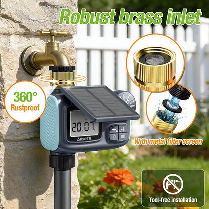 Solar Type-C Rechargeable Sprinkler Water Timer for Garden Hose Lawn