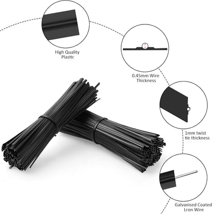 300 Pcs Plastic 5" Twist Ties for Bags, Wire Ties Reusable Twist Bread Ties for Household and Office Use