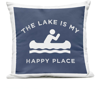 Lake is My Happy Place Canoe Row Printed, 18 x 18