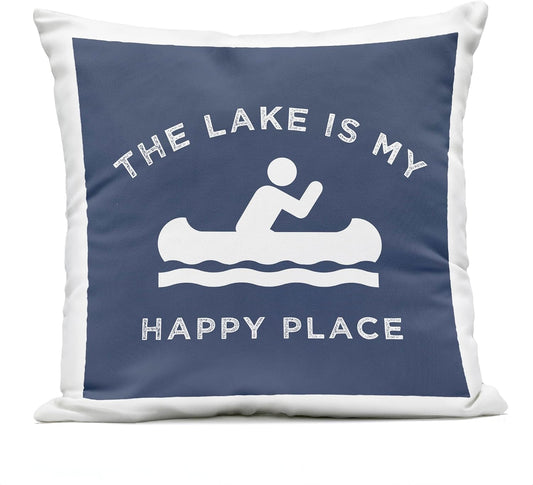 Lake is My Happy Place Canoe Row Printed, 18 x 18