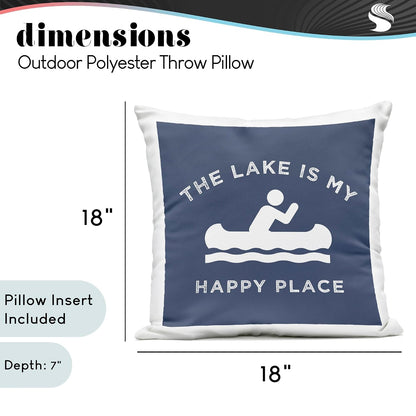 Lake is My Happy Place Canoe Row Printed, 18 x 18
