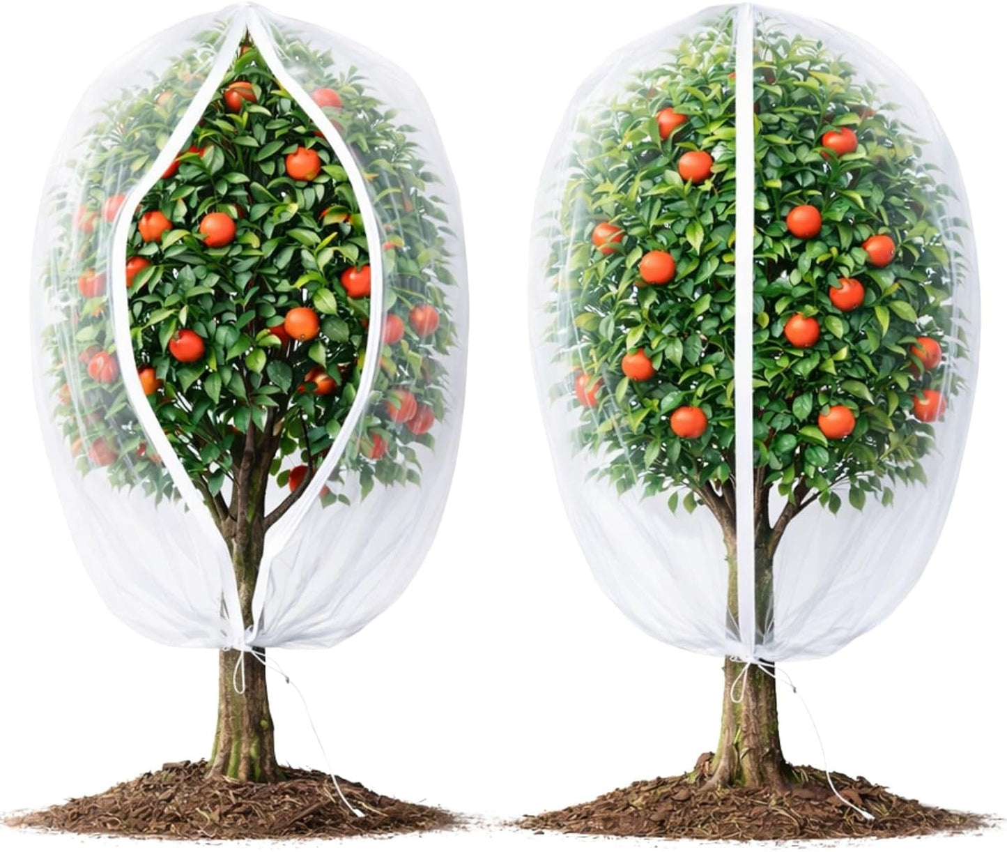 Fruit Tree Netting Cover with Zipper & Drawstring, 2 Packs 6ft x 6ft Insect Bird Barrier Netting for Garden Protection, Ultra Fine Mesh Garden Netting