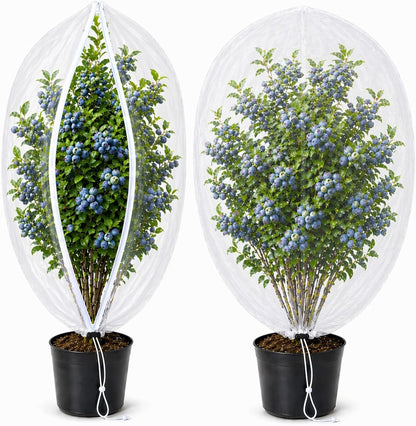 Fruit Tree Netting Cover with Zipper & Drawstring, 2 Packs 6ft x 6ft Insect Bird Barrier Netting for Garden Protection, Ultra Fine Mesh Garden Netting