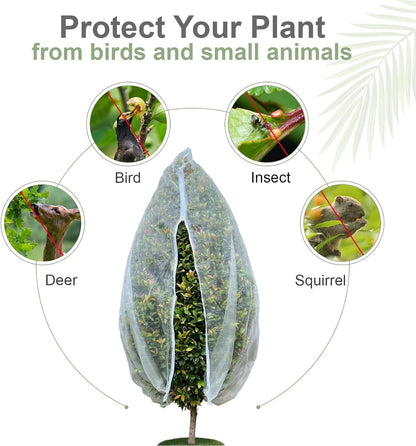 Fruit Tree Netting Cover with Zipper & Drawstring, 2 Packs 6ft x 6ft Insect Bird Barrier Netting for Garden Protection, Ultra Fine Mesh Garden Netting