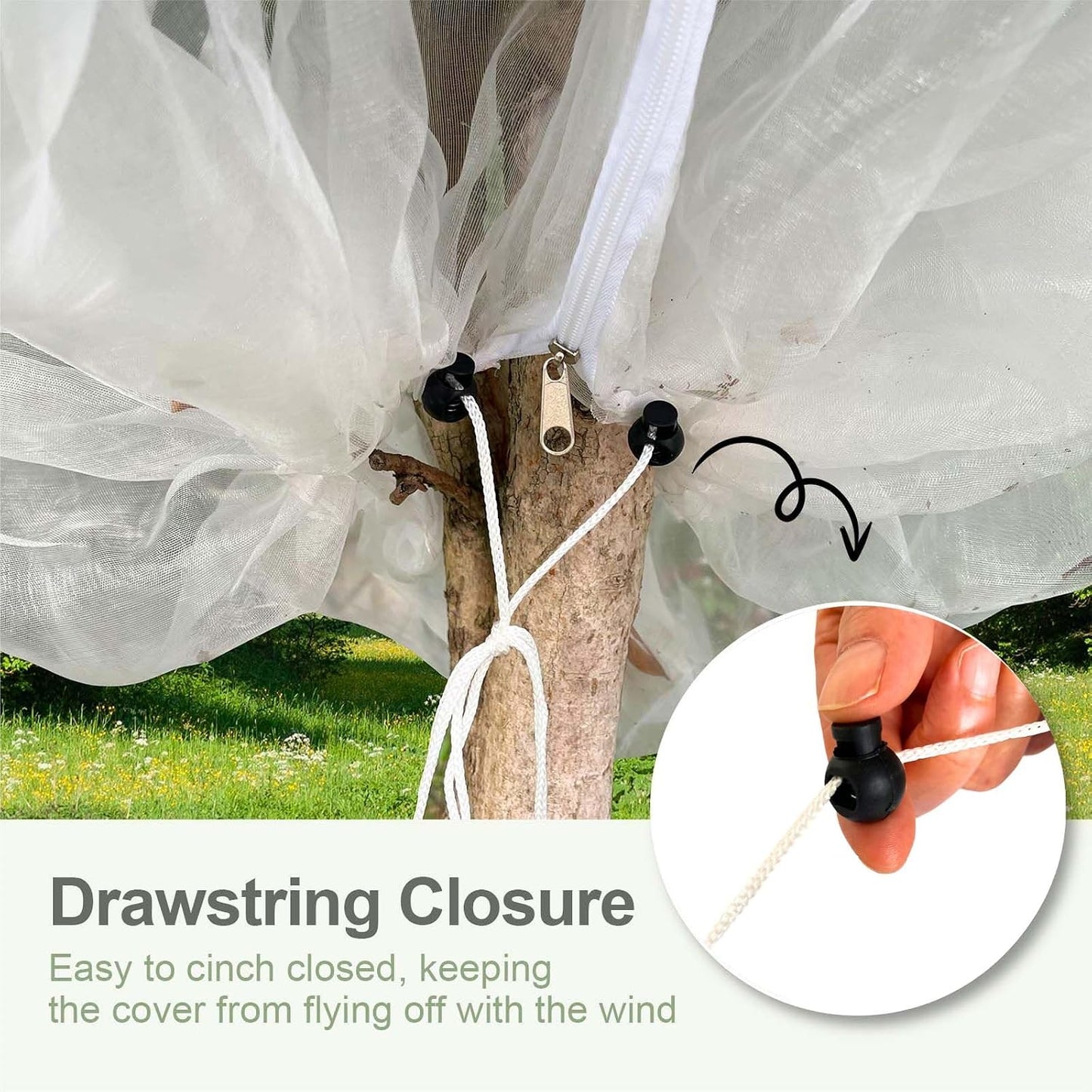 Fruit Tree Netting Cover with Zipper & Drawstring, 2 Packs 6ft x 6ft Insect Bird Barrier Netting for Garden Protection, Ultra Fine Mesh Garden Netting