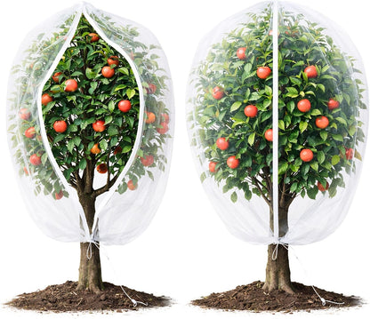 Fruit Tree Netting Cover with Zipper & Drawstring, 2 Packs 6ft x 6ft Insect Bird Barrier Netting for Garden Protection, Ultra Fine Mesh Garden Netting