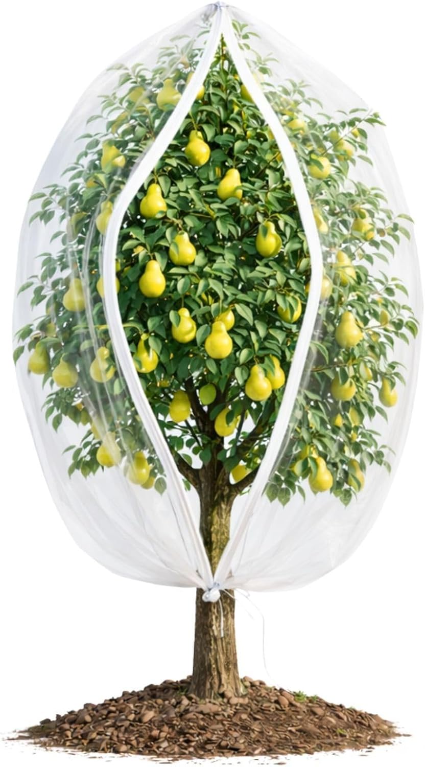 Fruit Tree Netting Cover with Zipper & Drawstring, 2 Packs 6ft x 6ft Insect Bird Barrier Netting for Garden Protection, Ultra Fine Mesh Garden Netting