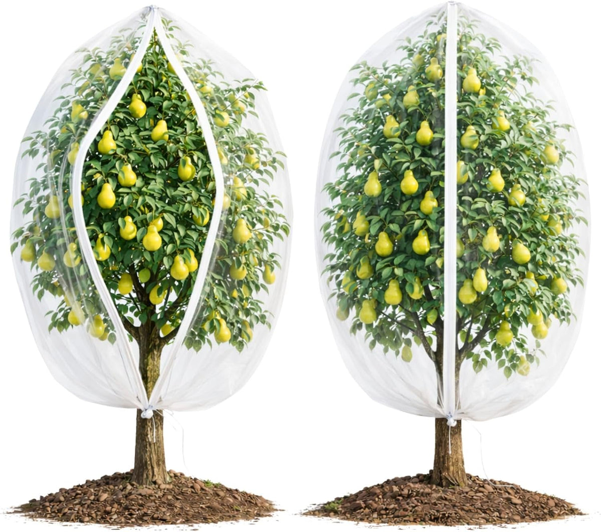 Fruit Tree Netting Cover with Zipper & Drawstring, 2 Packs 6ft x 6ft Insect Bird Barrier Netting for Garden Protection, Ultra Fine Mesh Garden Netting