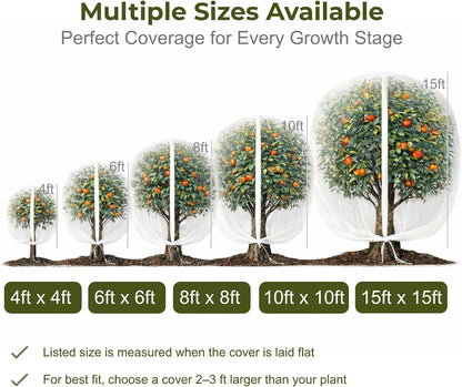 Fruit Tree Netting Cover with Zipper & Drawstring, 2 Packs 6ft x 6ft Insect Bird Barrier Netting for Garden Protection, Ultra Fine Mesh Garden Netting