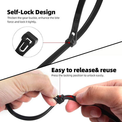 100Pcs 8Inch Heavy Duty Industrial Reusable Cable Wrap Ties