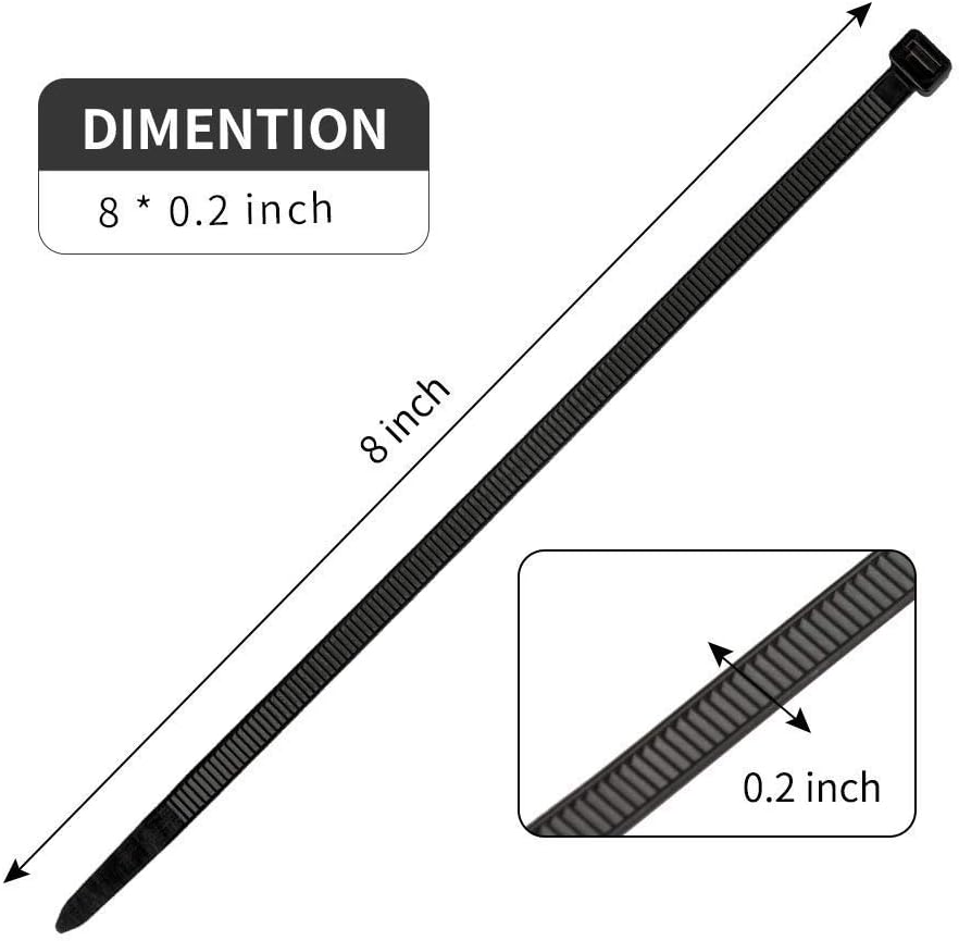 100Pcs 8Inch Heavy Duty Industrial Reusable Cable Wrap Ties