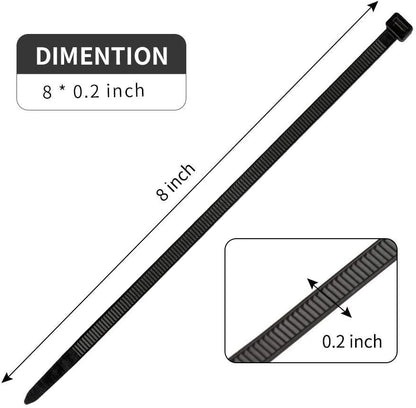 100Pcs 8Inch Heavy Duty Industrial Reusable Cable Wrap Ties