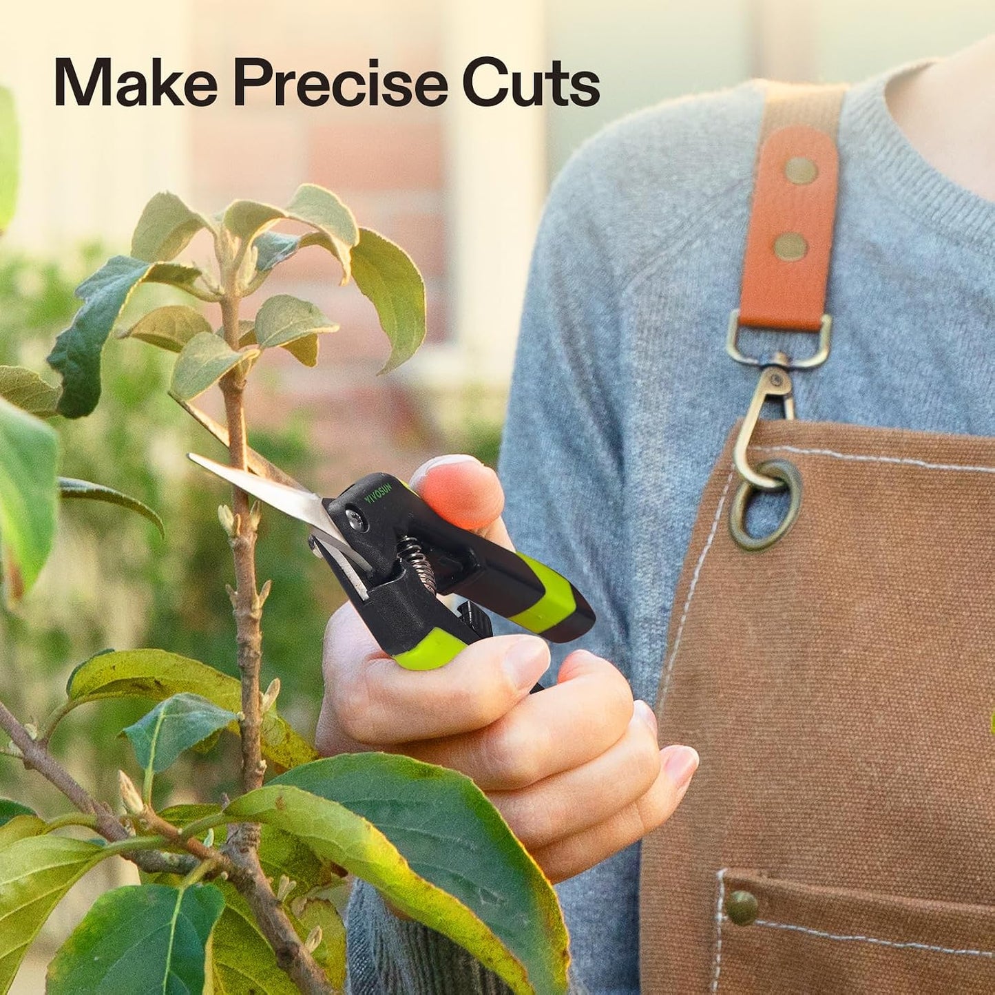6.5 Inch Gardening Scissors Hand Pruner Pruning Shear with Straight Stainless Steel Blades Orange 1-Pack