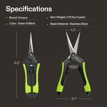 6.5 Inch Gardening Scissors Hand Pruner Pruning Shear with Straight Stainless Steel Blades Orange 1-Pack