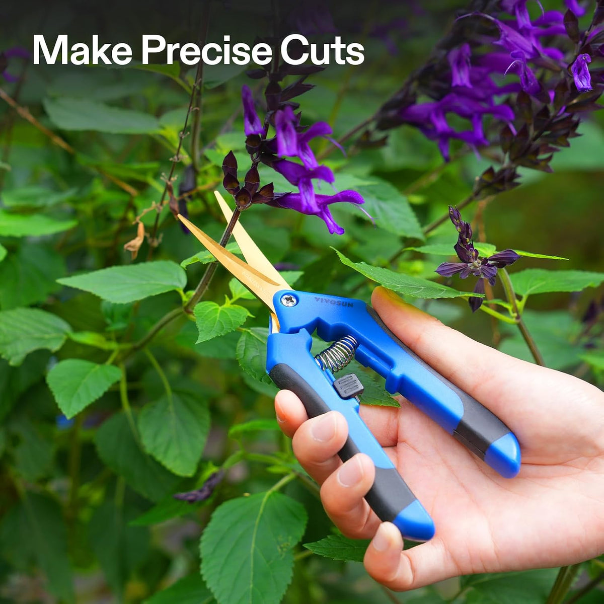 6.5 Inch Gardening Scissors Hand Pruner Pruning Shear with Straight Stainless Steel Blades Orange 1-Pack