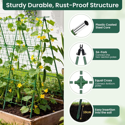 50" x 48"Cucumber Trellis for Raised Garden Bed, Green