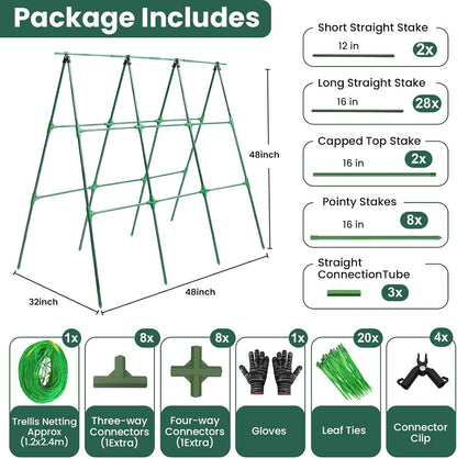 50" x 48"Cucumber Trellis for Raised Garden Bed, Green