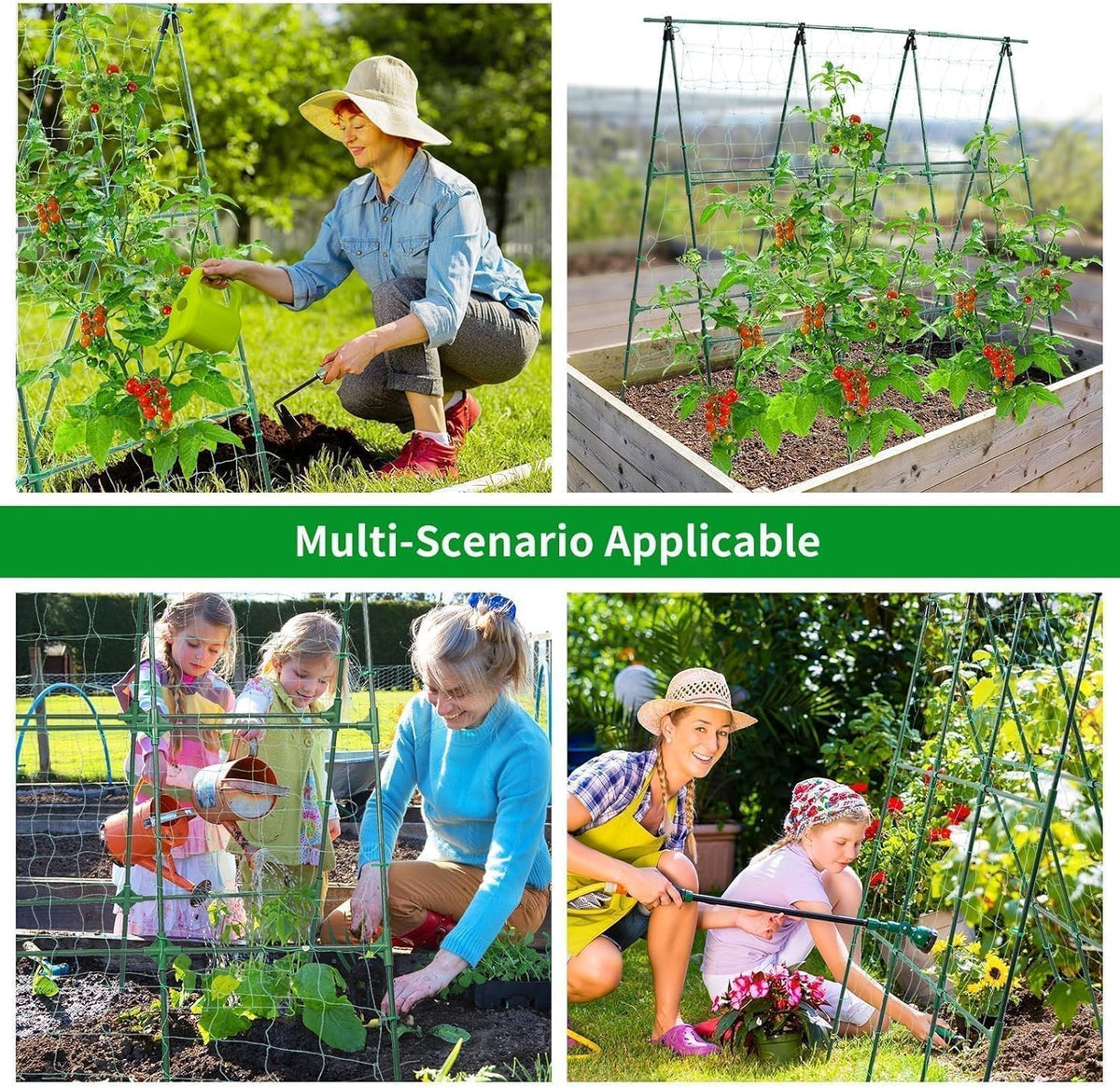 50" x 48"Cucumber Trellis for Raised Garden Bed, Green