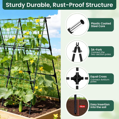 50" x 48"Cucumber Trellis for Raised Garden Bed, Green