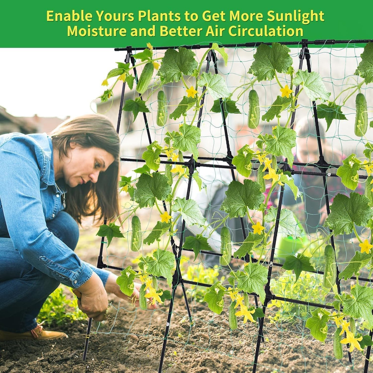 50" x 48"Cucumber Trellis for Raised Garden Bed, Green