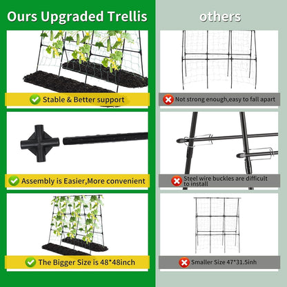50" x 48"Cucumber Trellis for Raised Garden Bed, Green