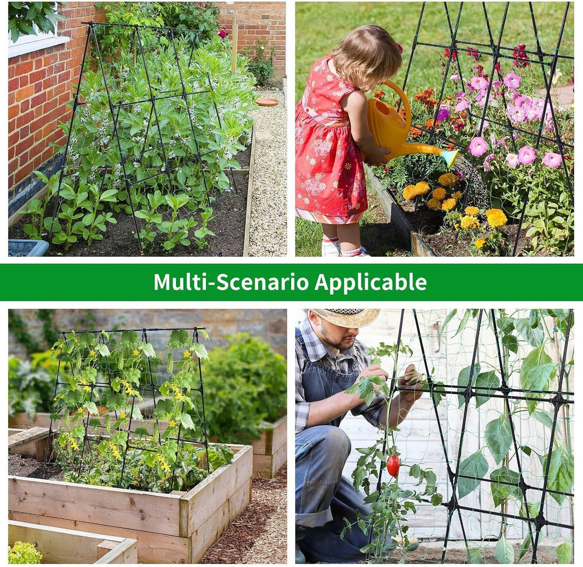 50" x 48"Cucumber Trellis for Raised Garden Bed, Green