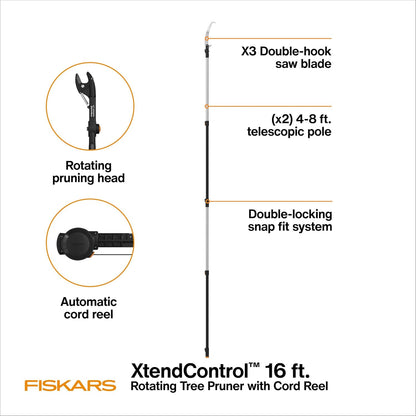 4-16 Ft XtendControl Extendable Pole Saw & Tree Pruner Modular Set