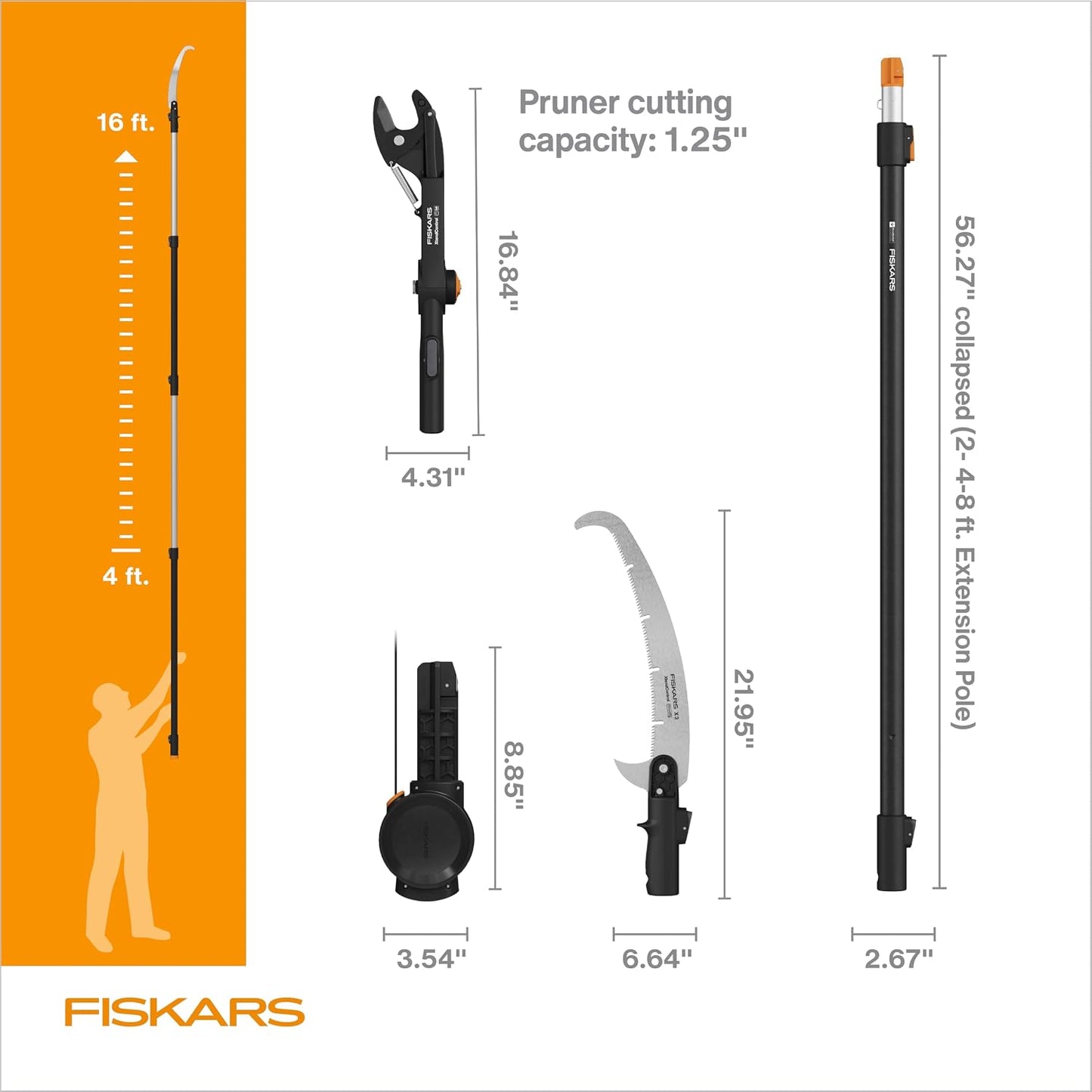 4-16 Ft XtendControl Extendable Pole Saw & Tree Pruner Modular Set