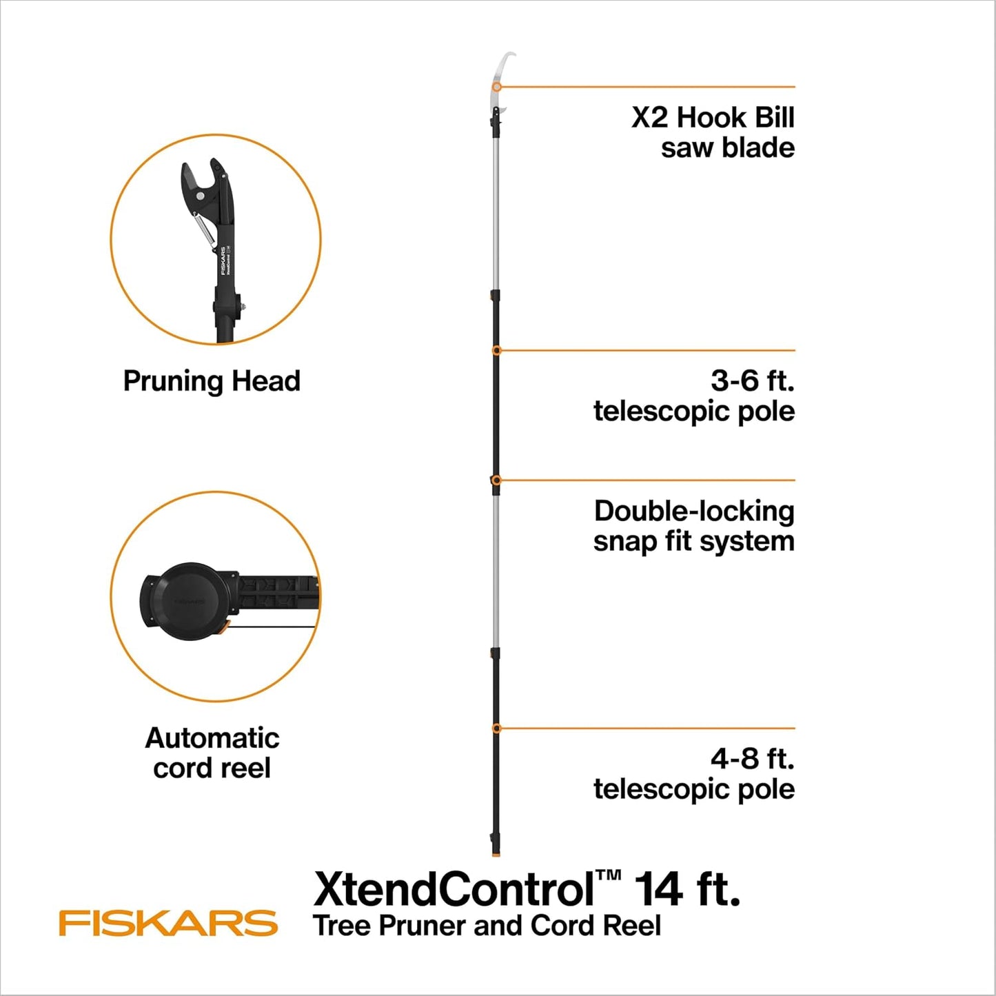 4-16 Ft XtendControl Extendable Pole Saw & Tree Pruner Modular Set
