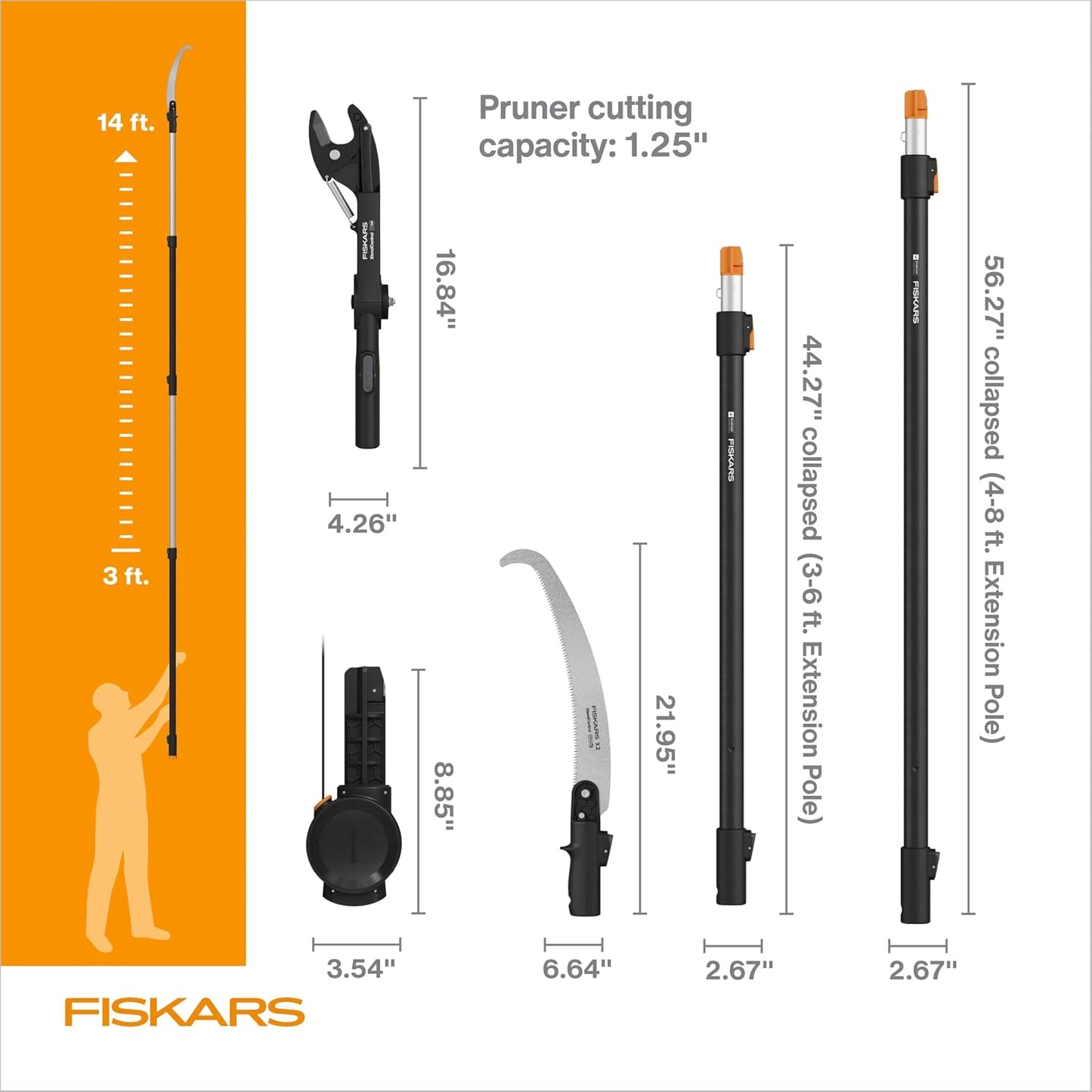 4-16 Ft XtendControl Extendable Pole Saw & Tree Pruner Modular Set