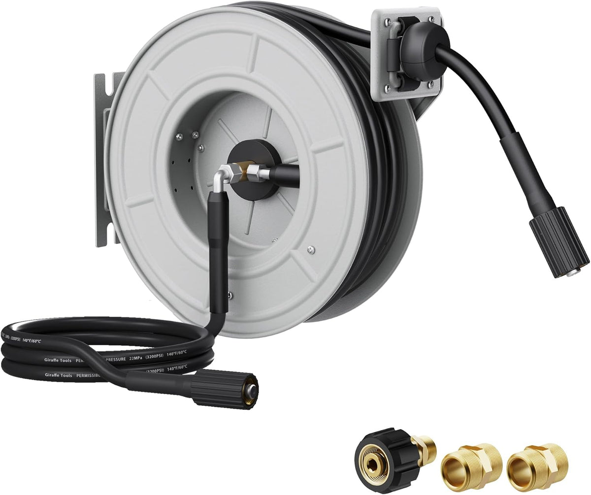65ft Retractable Pressure Washer Hose Reel, 2600 PSI