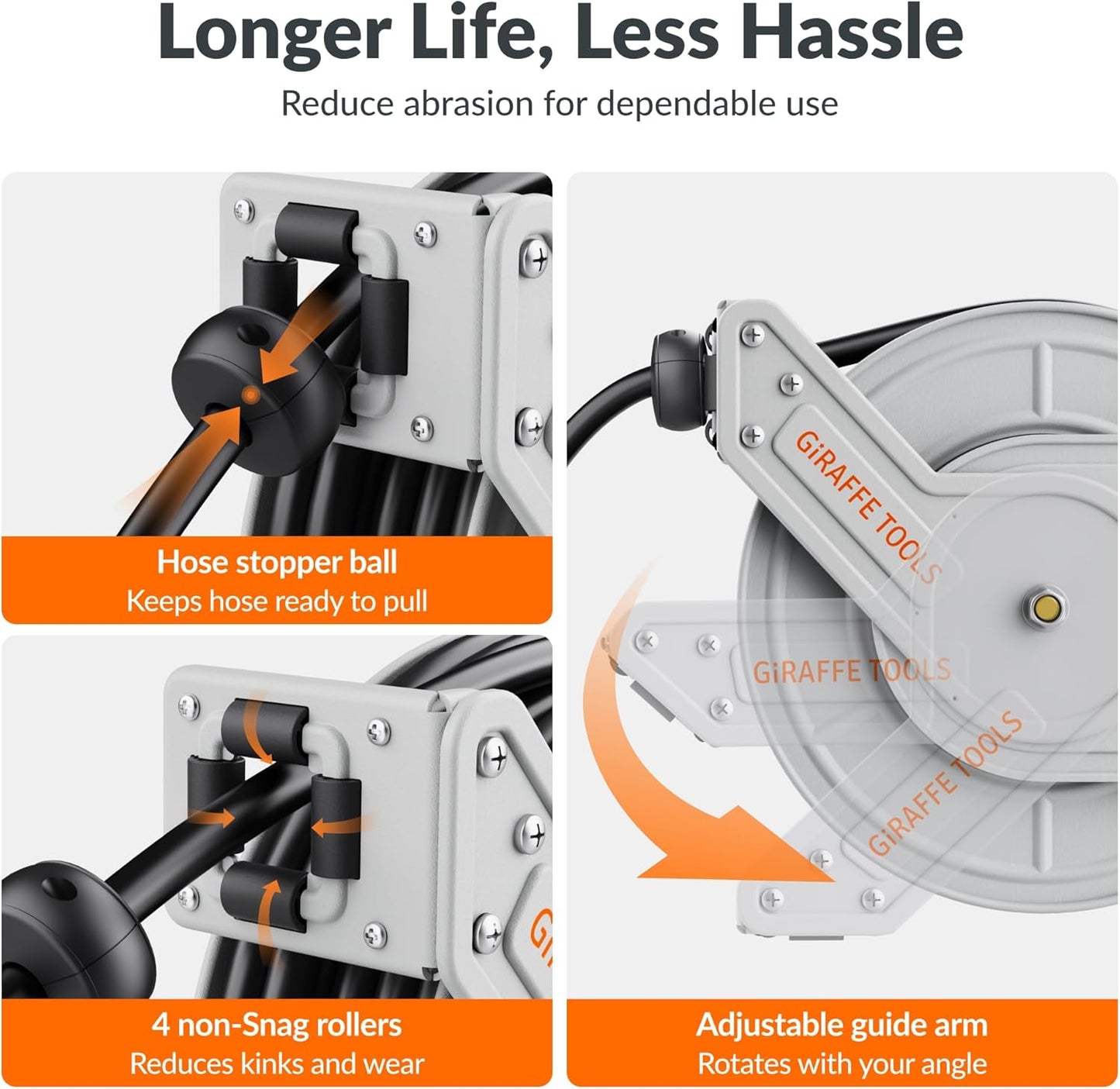 65ft Retractable Pressure Washer Hose Reel, 2600 PSI