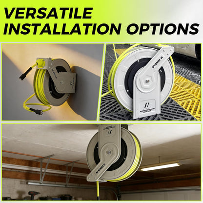 Retractable Pressure Washer Hose Reel, 1/4" × 60ft Power Washer Hose Reel, Auto Rewind Hose Reel, Wall/Floor Mounted, 3600 PSI