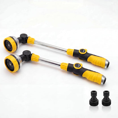 2 Pack Garden Hose Watering Wand 18.5'' with 180° Rotating Head, 8 Adjustable Spray Patterns, Ergonomic Non-Slip Handle & Quick Connect - Watering Hanging Plants, Lawn, Garden & Car Washing