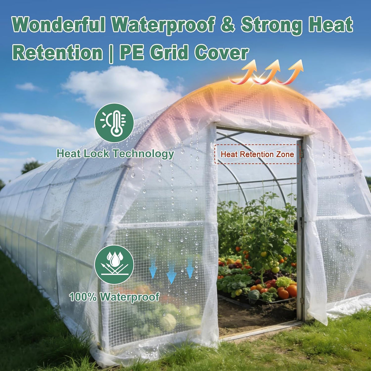 16MIL Reinforced Mesh Greenhouse Plastic Sheeting 8ft x 30ft