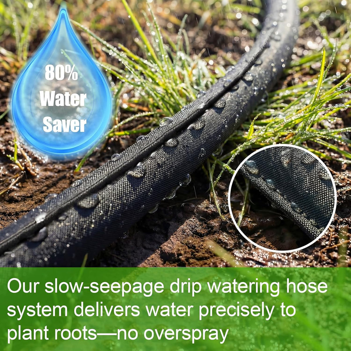 Soaker Hose,Lightweight and Soft Garden Drip Hose Saves 80% Water,Leak Proof Sprinkler Hose for Garden,Flower Planters & Vegetable Plots Watering (30ft)