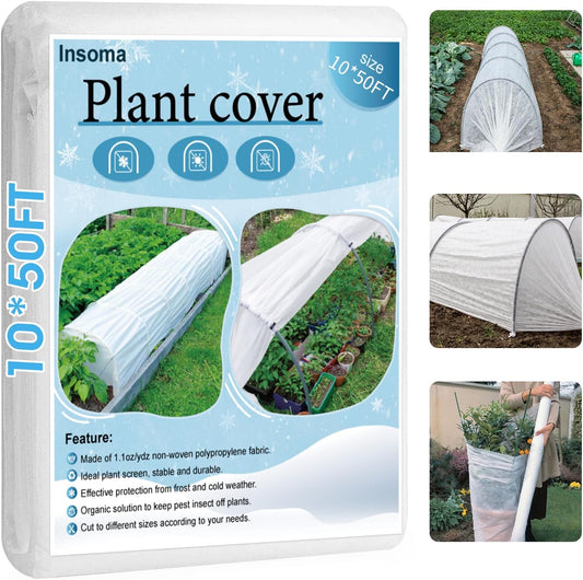 1.1oz/yd Plant Covers Freeze Protection,10 * 50ft Floating Row Cover for Garden, Frost Plant Blanket for Winter Frost/Sun Pest Protection