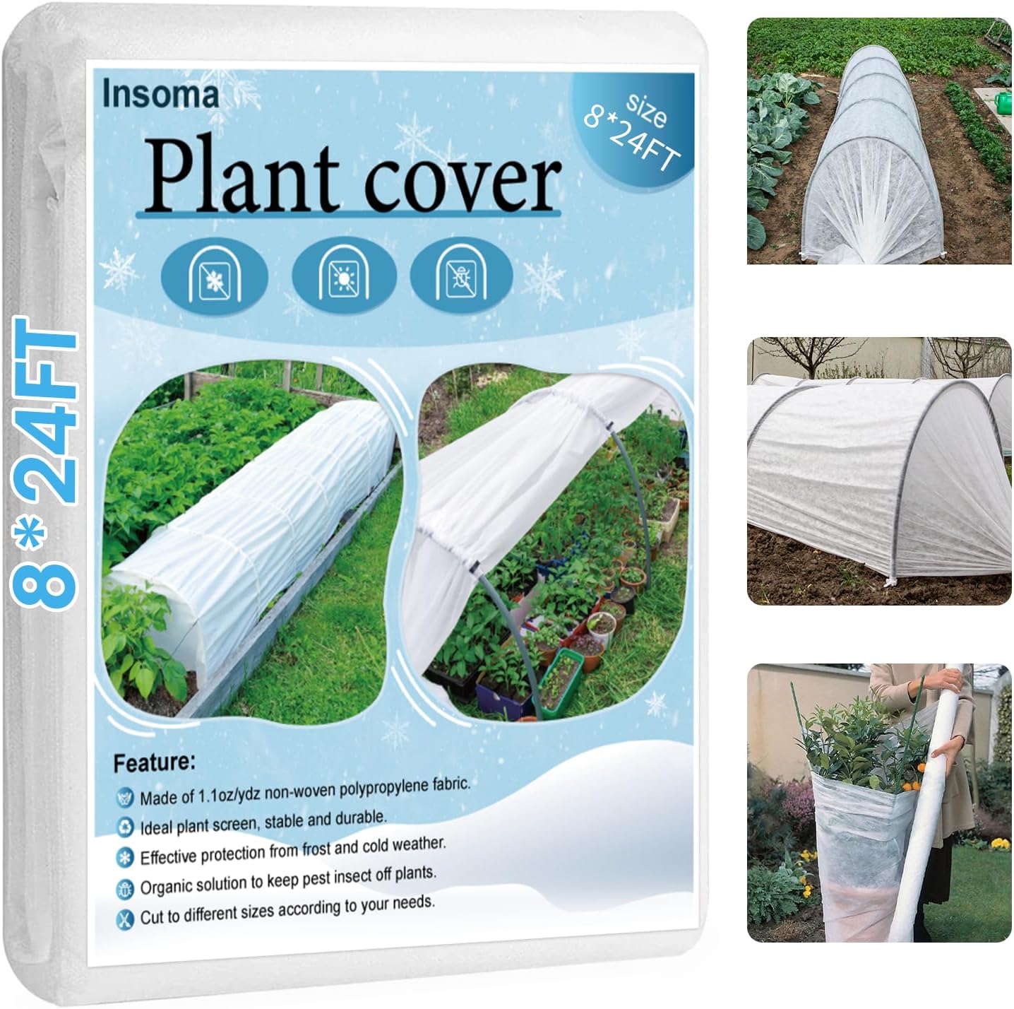 1.1oz/yd Plant Covers Freeze Protection,10 * 50ft Floating Row Cover for Garden, Frost Plant Blanket for Winter Frost/Sun Pest Protection