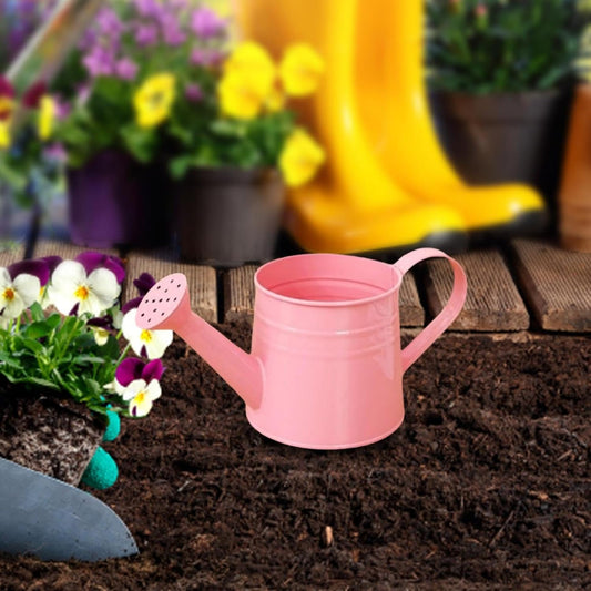 Metal Long Spout Watering Can with Ergonomic Handle, Balanced Design for Easy Pouring, 1L for Watering Indoor Houseplants, Outdoor Flowers, Garden Beds and Lawn Areas (Pink)