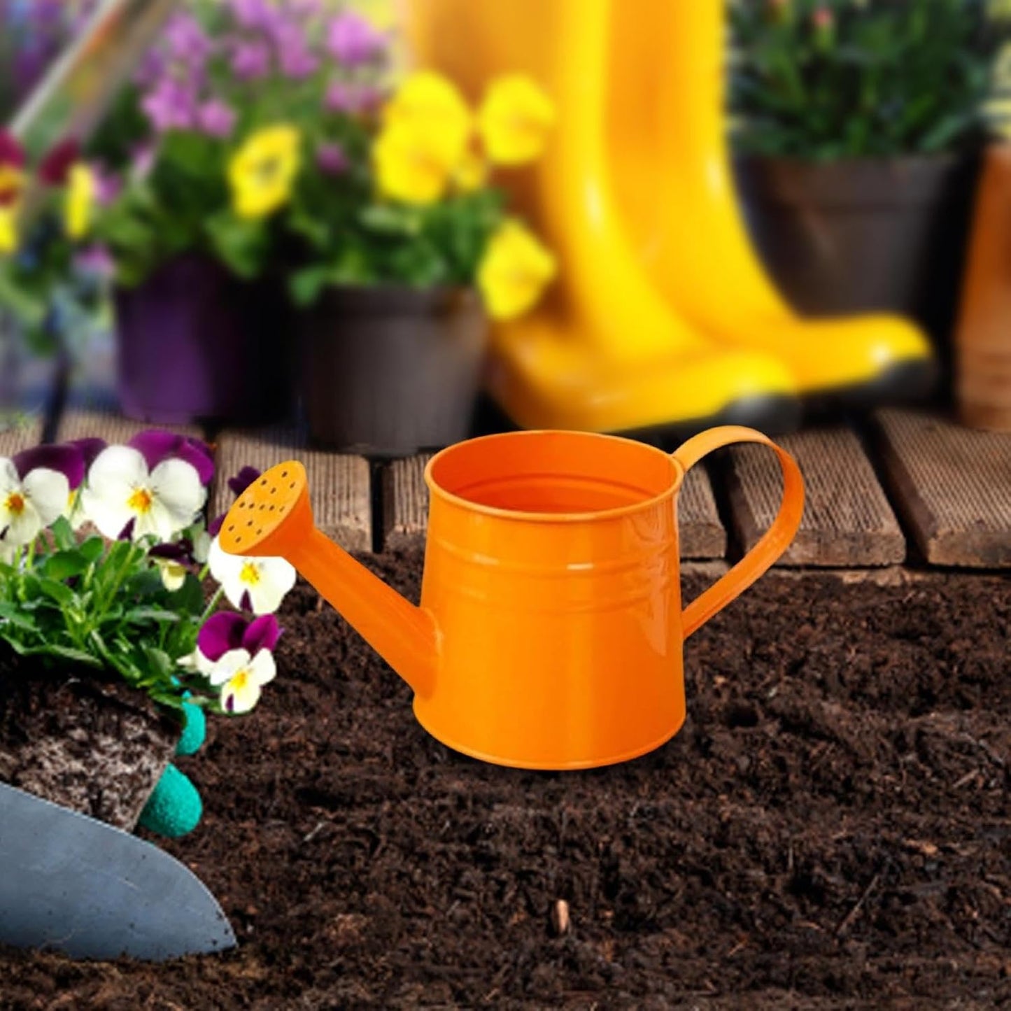 Metal Long Spout Watering Can with Ergonomic Handle, Balanced Design for Easy Pouring, 1L for Watering Indoor Houseplants, Outdoor Flowers, Garden Beds and Lawn Areas (Pink)