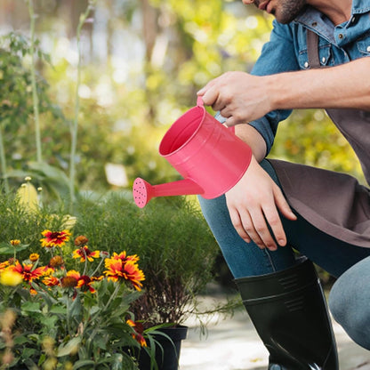 Metal Long Spout Watering Can with Ergonomic Handle, Balanced Design for Easy Pouring, 1L for Watering Indoor Houseplants, Outdoor Flowers, Garden Beds and Lawn Areas (Pink)