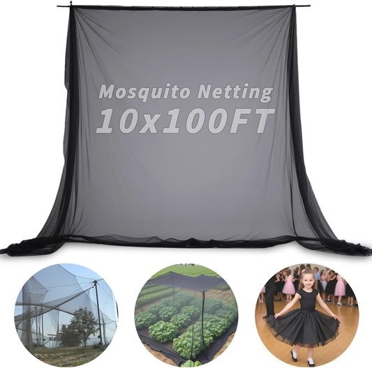 10x100 FT Black Garden Netting Mosquito Insect Mesh Plant Protection Cover