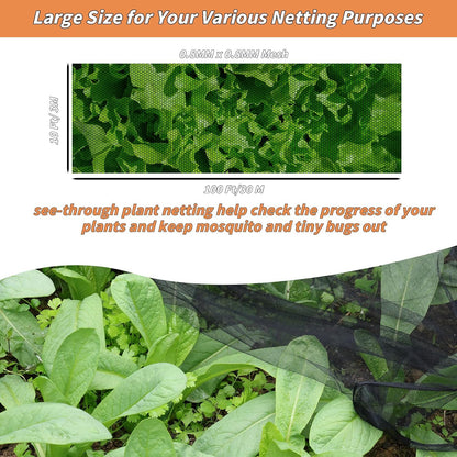 10x100 FT Black Garden Netting Mosquito Insect Mesh Plant Protection Cover
