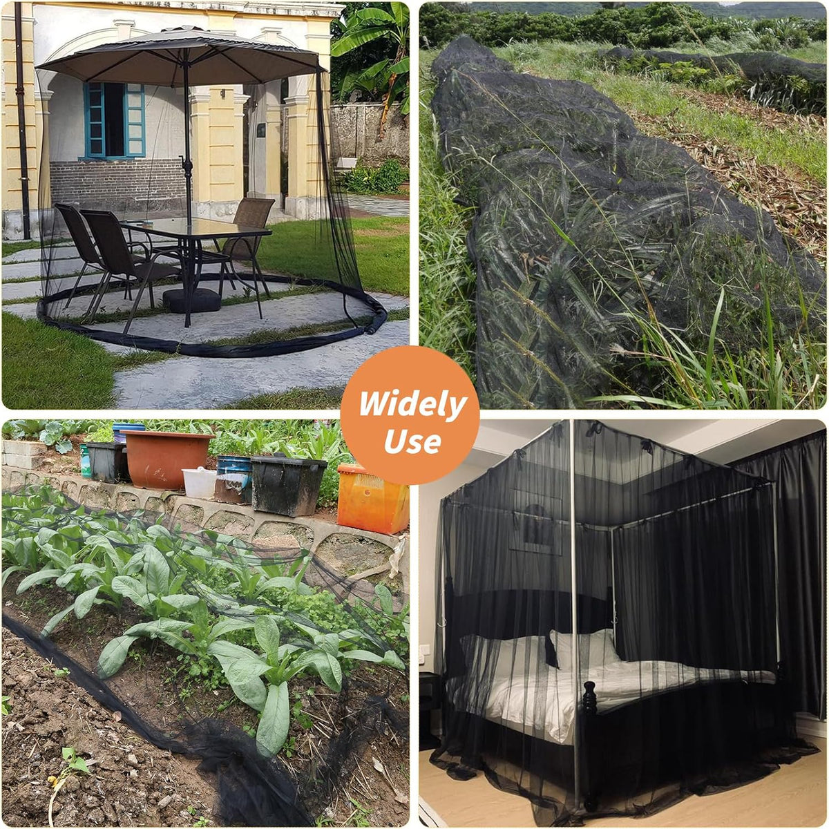 10x100 FT Black Garden Netting Mosquito Insect Mesh Plant Protection Cover