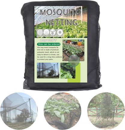 10x100 FT Black Garden Netting Mosquito Insect Mesh Plant Protection Cover