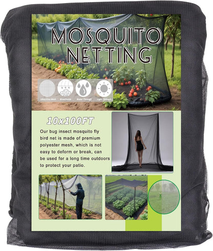 10x100 FT Black Garden Netting Mosquito Insect Mesh Plant Protection Cover