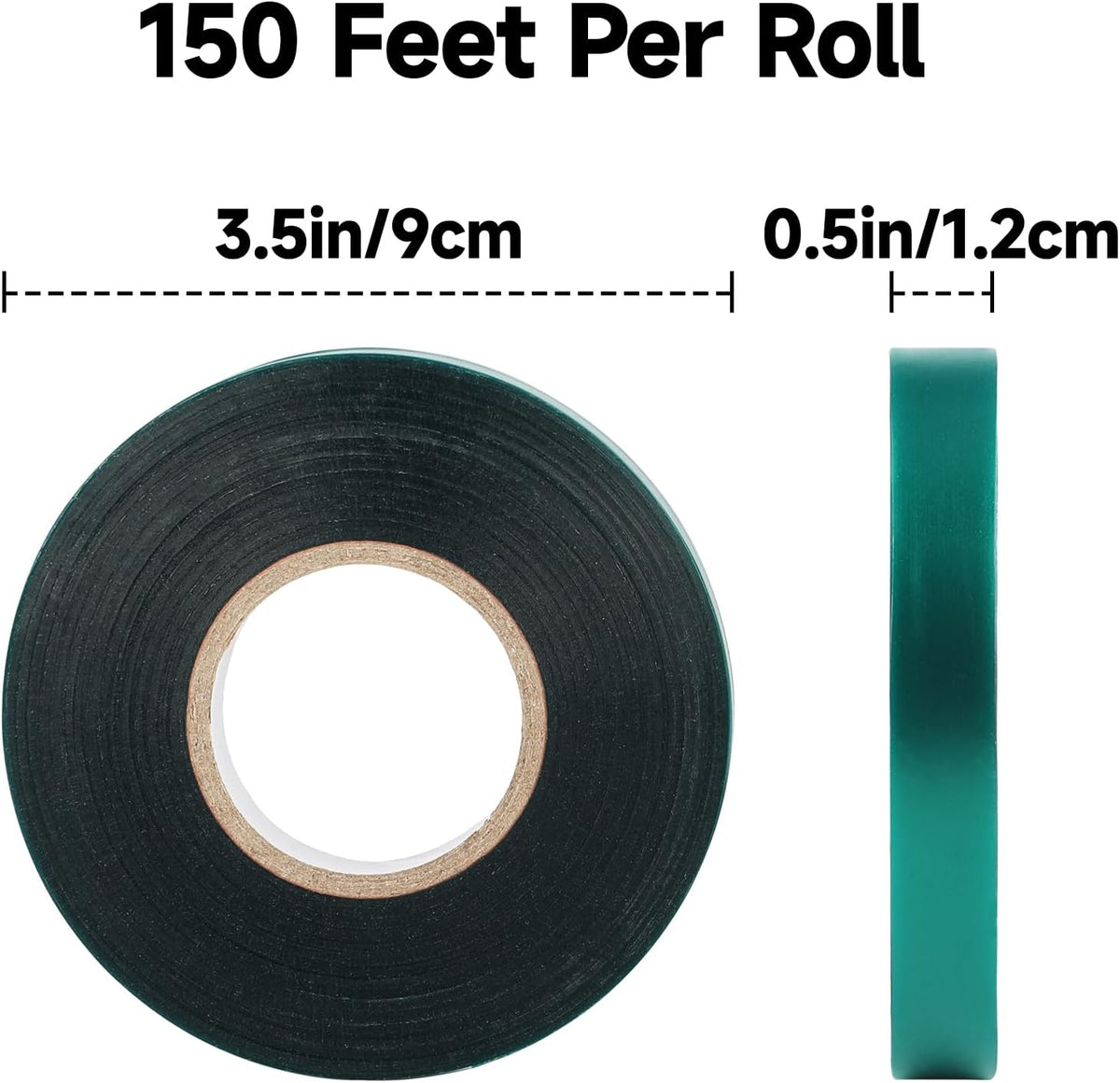 Stretch Tie Tape Roll 2 Rolls Total 300 Feet 1/2" Green