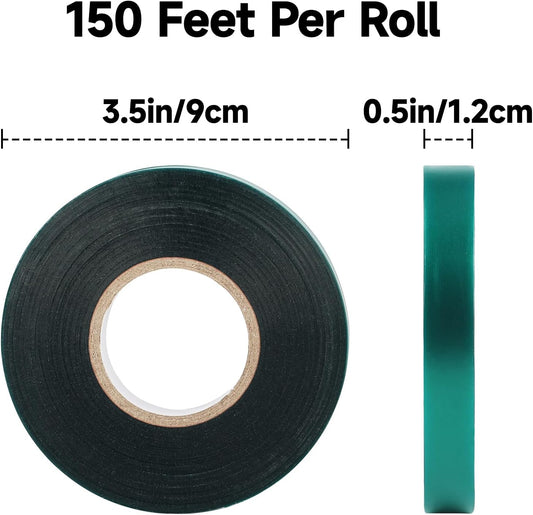 Stretch Tie Tape Roll 2 Rolls Total 300 Feet 1/2" Green