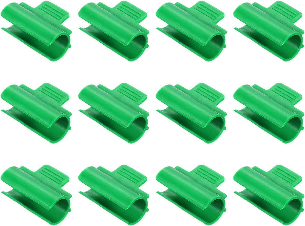 Greenhouse Clamps for 1inch PVC Pipe, 12pcs Greenhouse Film Clamps Shading Net Rod Clip Garden Hoops for Row Cover, Greenhouse Plastic Sheeting(Dark Green)