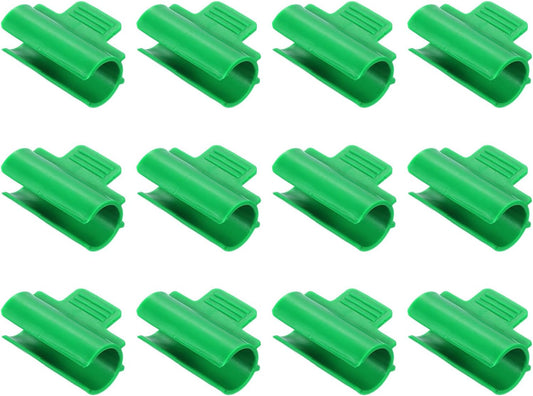 Greenhouse Clamps for 1inch PVC Pipe, 12pcs Greenhouse Film Clamps Shading Net Rod Clip Garden Hoops for Row Cover, Greenhouse Plastic Sheeting(Dark Green)